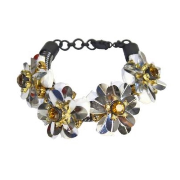 J. Crew RARE White/Black Stretch Braided Bracelet - Picture 2 of 7